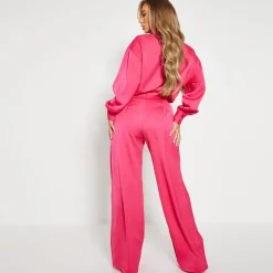 I Saw It First Wide Leg Tailored Trousers in Pink