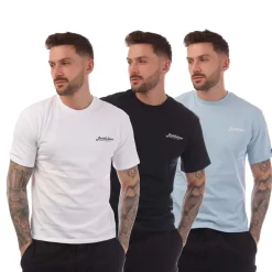 Jack and Jones 3 Pack Beau Footprint T-Shirts in White blue