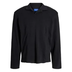 Jack and Jones Cable Ls Polo in Black