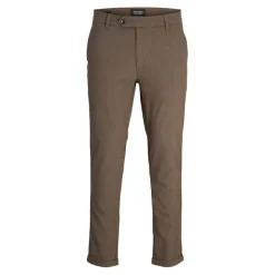 Jack and Jones Connor Slim Cut Roll Up Cuff Chinos in Brown