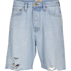 Jack and Jones Frayed Hem Denim Shorts in Blue