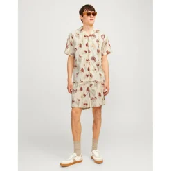 Jack and Jones Jaq Regular Fit Short Sleeve Shirt in Cream