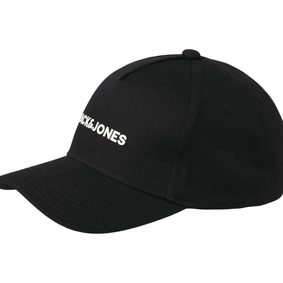 Jack and Jones Logo Print Baseball Cap in Black