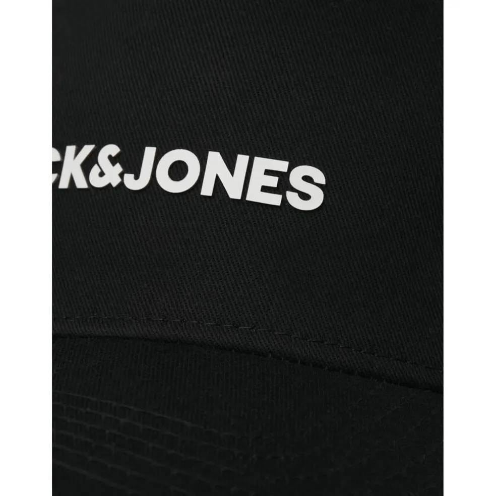 Jack and Jones Logo Print Baseball Cap in Black
