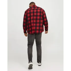 Jack and Jones Mens Twill Shirt Plus Size in Red
