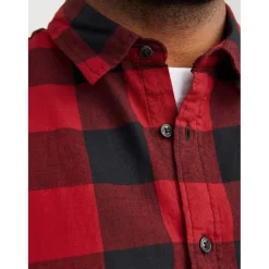 Jack and Jones Mens Twill Shirt Plus Size in Red