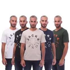 Jack and Jones Mens Warrior S 5 Pack T-Shirts in Multi colour