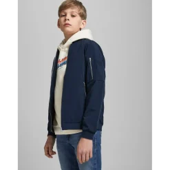 Jack and Jones Rush Zip Neck Bomber Jacket in Blue