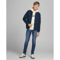 Jack and Jones Rush Zip Neck Bomber Jacket in Blue