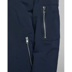 Jack and Jones Rush Zip Neck Bomber Jacket in Blue