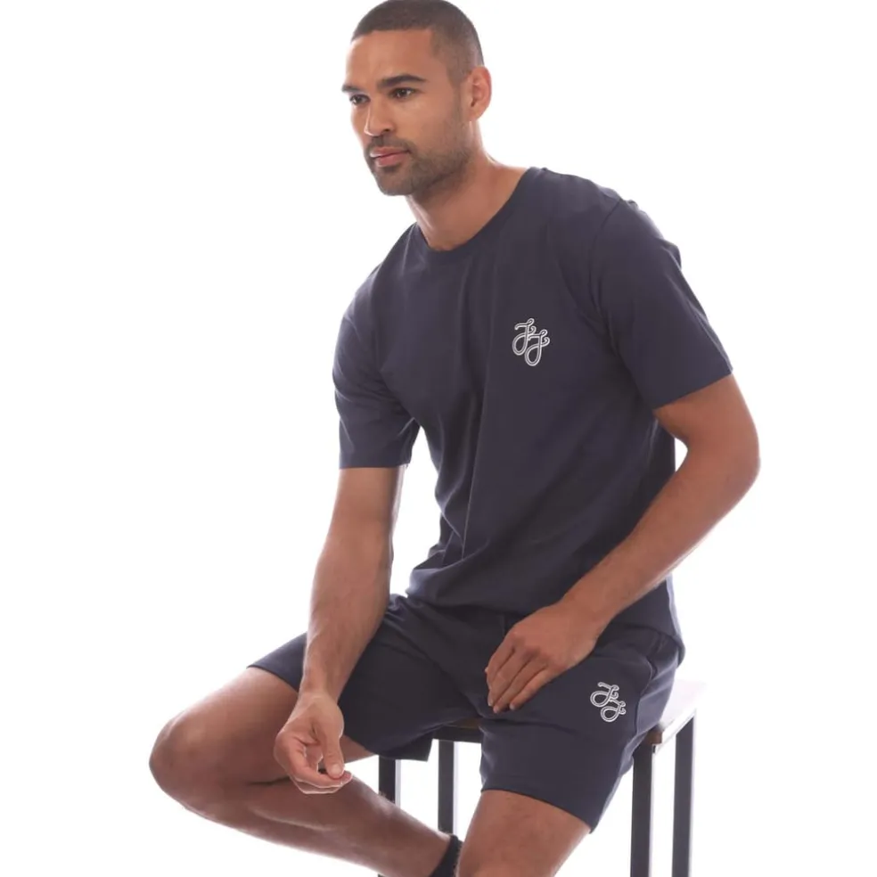Jack and Jones Tag T-Shirt & Short Set in Navy