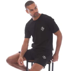 Jack and Jones Tag T-Shirt & Short Set in Black