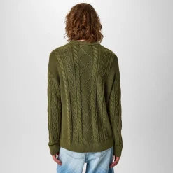 Jack Wills Acid Wash Cable Knit Jumper in Green