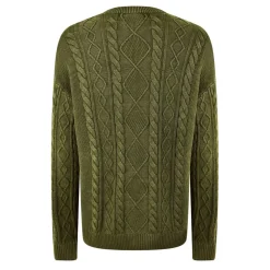 Jack Wills Acid Wash Cable Knit Jumper in Green