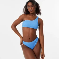 Jack Wills Asymmetric Crinkle Bikini Top in Blue