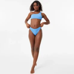Jack Wills Asymmetric Crinkle Bikini Top in Blue