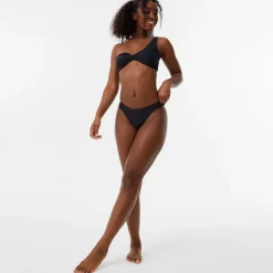 Jack Wills Asymmetric Twist Front Bikini Top in Black