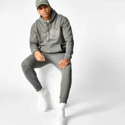 Jack Wills Batsford Graphic Logo Hoodie in Grey