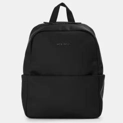 Jack Wills Black Coated Backpack with Logo in Black