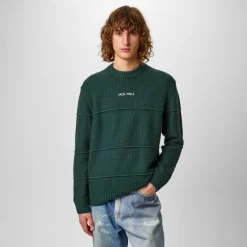 Jack Wills Boucle Knit Crew Sweater in Green