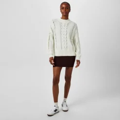 Jack Wills Cable Long Sleeve Relaxed Fit Sweater in White