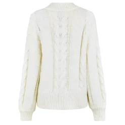 Jack Wills Cable Long Sleeve Relaxed Fit Sweater in White