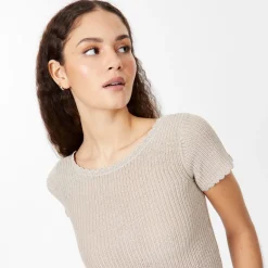 Jack Wills Crochet Open Back T-Shirt in Neutral