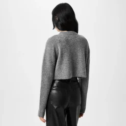 Jack Wills Cropped Crew Neck Fitted Sweater in Grey