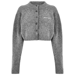 Jack Wills Cropped Crew Neck Fitted Sweater in Grey