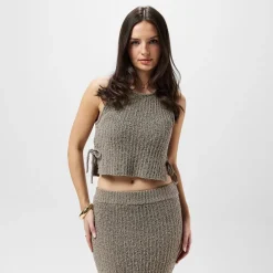 Jack Wills Cropped Scoop Neck Slim Fit Tank in Brown