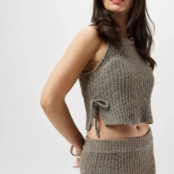 Jack Wills Cropped Scoop Neck Slim Fit Tank in Brown