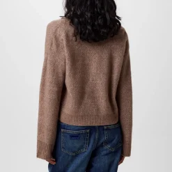 Jack Wills Cropped V-Neck Relaxed Fit Sweater in Brown