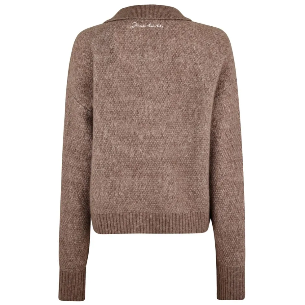 Jack Wills Cropped V-Neck Relaxed Fit Sweater in Brown