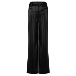Jack Wills Faux Leather Straight Leg Trousers in Black