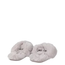 Jack Wills Fluffy Cross Strap Slippers in Grey