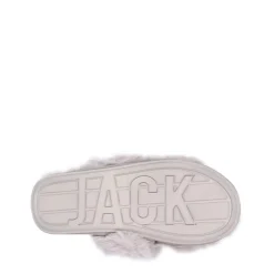 Jack Wills Fluffy Cross Strap Slippers in Grey