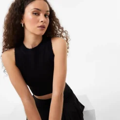 Jack Wills Fluffy Trim Tank in Black