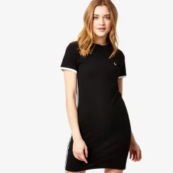 Jack Wills Goodrington Side Stripe Ringer Mini Dress in Black