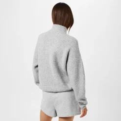 Jack Wills High Neck Zip Knitted Jumper in Grey