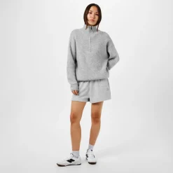 Jack Wills High Neck Zip Knitted Jumper in Grey