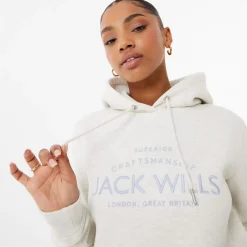 Jack Wills Hunston Graphic Logo Hoodie in White