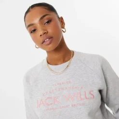 Jack Wills Hunston Graphic Crew Neck Sweatshirt in Grey