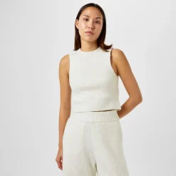 Jack Wills Knitted Cropped Crew Neck Tank in White