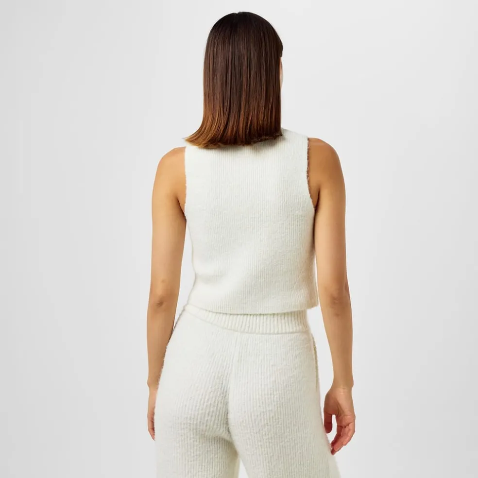 Jack Wills Knitted Cropped Crew Neck Tank in White