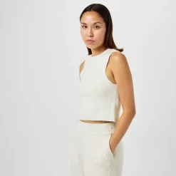 Jack Wills Knitted Cropped Crew Neck Tank in White