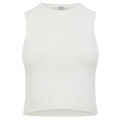 Jack Wills Knitted Cropped Crew Neck Tank in White
