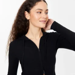 Jack Wills Knitted Zip Hoodie in Black