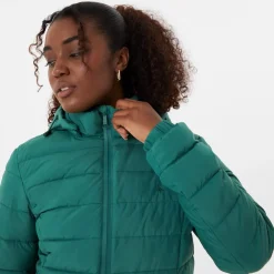 Jack Wills Luna Hooded Puffer Jacket in Green