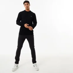 Jack Wills Marlow Merino Wool Blend Cable Knitted Jumper in Black