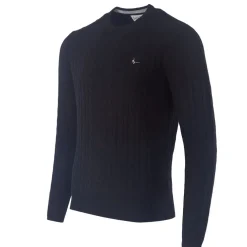 Jack Wills Marlow Merino Wool Blend Cable Knitted Jumper in Black